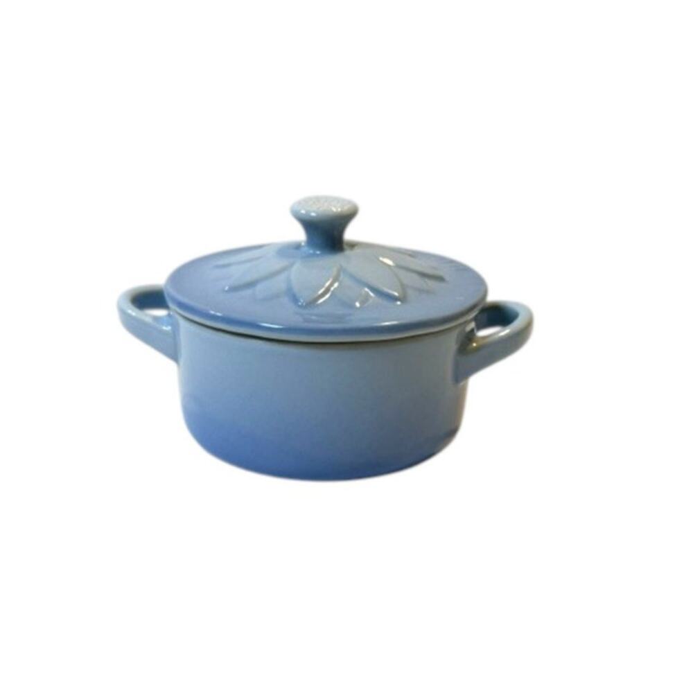 Le Creuset Coastal Blue Sunflower Mini Cocotte 8 Oz - Picture 4 of 9
